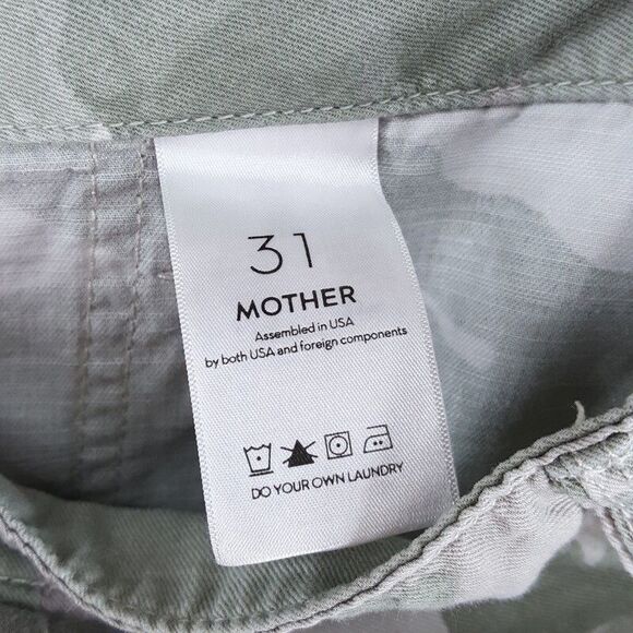 MOTHER Jeans Womens Size 31 Green Camo Stripe Linen Blend SHAKER CHOP CROP FRAY - Picture 5 of 11